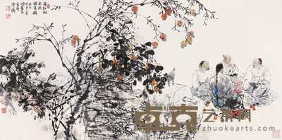 王明明 2004年作 蒲松龄金秋讲书图 镜心 138×69cm